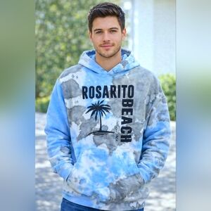 Rosarito Beach Men's Blue Tie-Dye Hoodie Size L